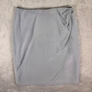 Sutton Studio Women's Silk Skirt Size 8 Gray Wrap Drape Modern Workwear Ruche